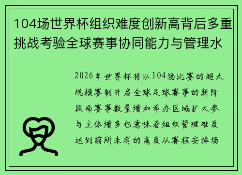 104场世界杯组织难度创新高背后多重挑战考验全球赛事协同能力与管理水平 104场世界杯组织难度创新高背后多重挑战考验全球赛事协同能力与管理水平
